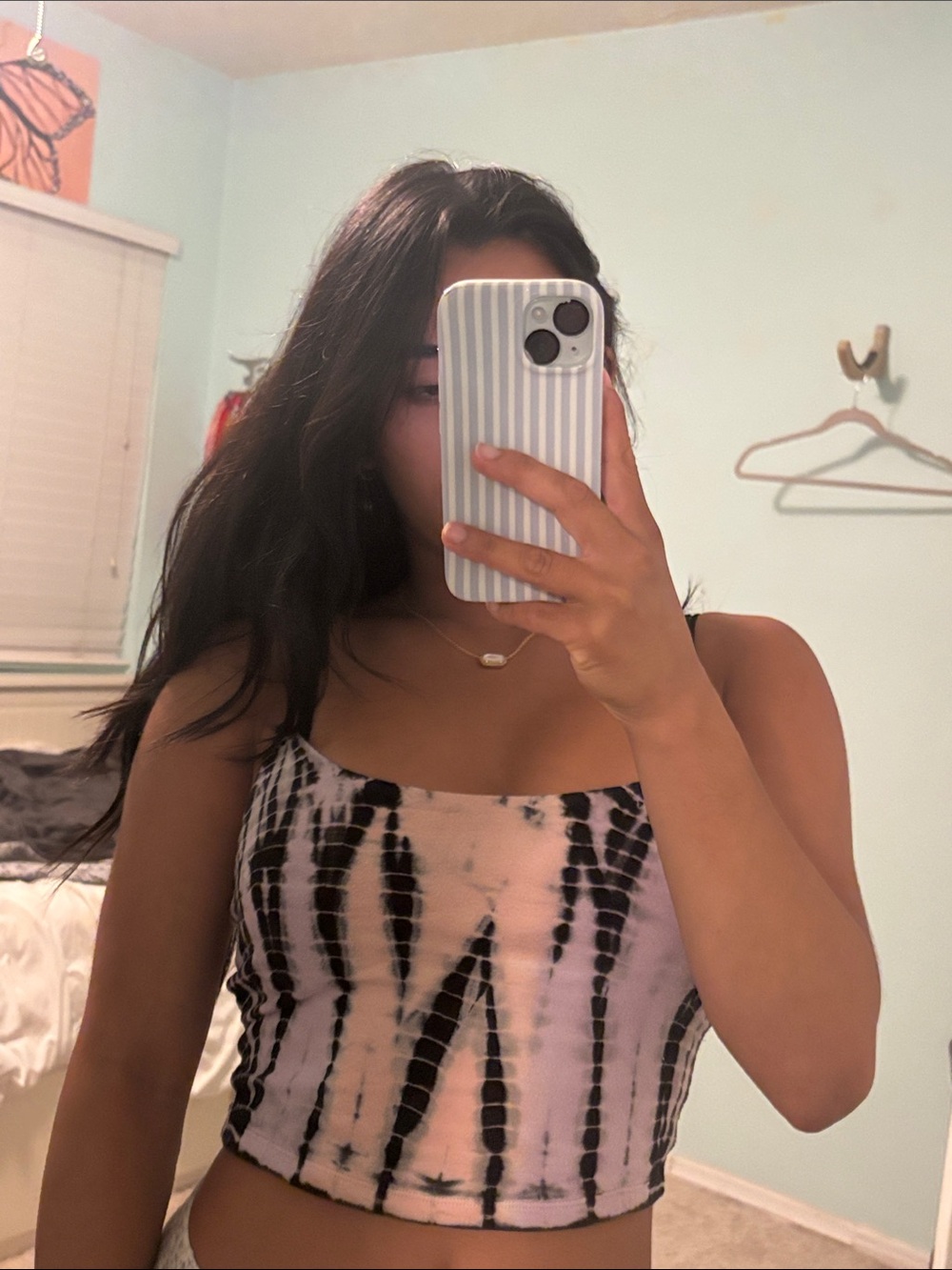 Tie-Dye Square Neck Crop Top - Pink & Black